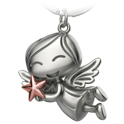 Abbildung von FABACH Schutzengel Schlüsselanhänger Lucky mit Stern Weihnachtsengel aus Metall Weihnachten Glücksbringer Engel als Geschenk für Freundin