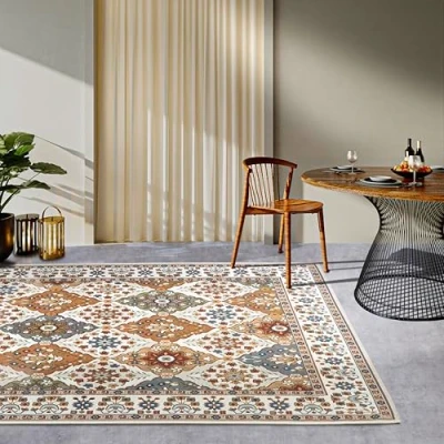 Abbildung von Villeroy &amp; Boch Domenique In Outdoor Teppich Orientalisch Orient Flachgewebe, Orientalisches Design Klassisch, ÖKO TEX Wetterfest UV beständig, Balkon, Terrasse, Garten Creme Bunt, 200x285cm