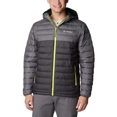 Abbildung von Columbia Men&#039;s Powder Lite Hooded Puffer Jacket, Shark, City Grey, XL