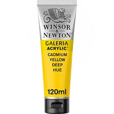 Abbildung von Winsor &amp; Newton 2131115 Galeria Acrylfarbe, hohe Pigmentierung, lichtecht, buttrige Konsistenz, 120ml Tube Kadmiumgelb Dunkel