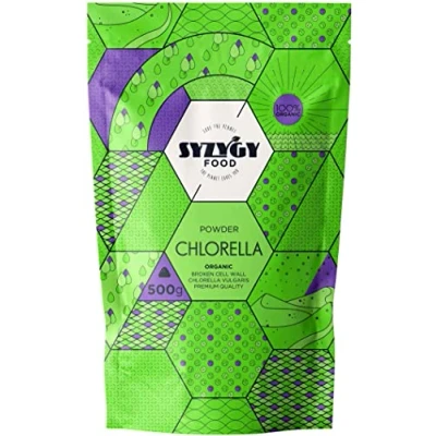 Abbildung von SYZYGY FOOD Chlorella Pulver Bio 500g Maximale Reinheit Gebrochene Zellwand Detox Natürliche Körperentgiftung Vegan Protein Chlorophyll Hergestellt in EU