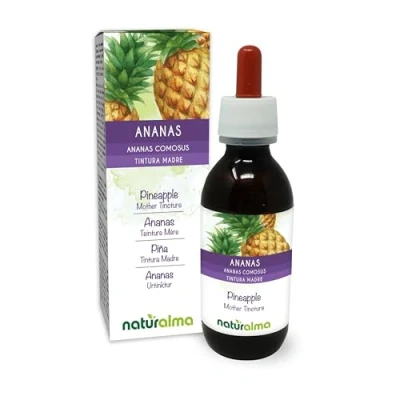 Abbildung von Ananas (Ananas comosus oder A. sativus) Stiele der Früchte Alkoholfreier Urtinktur Naturalma Flüssig Extrakt Tropfen 120 ml Nahrungsergänzungsmittel Veganer