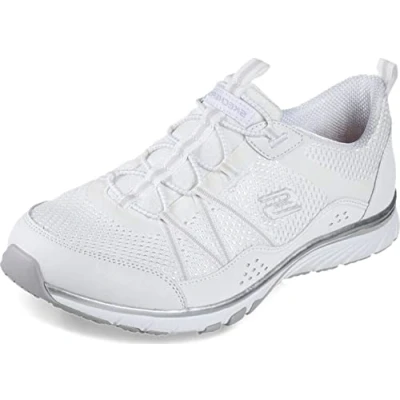 Abbildung von Skechers Women&#039;s, Gratis Sport Sneaker White Silver 9 M