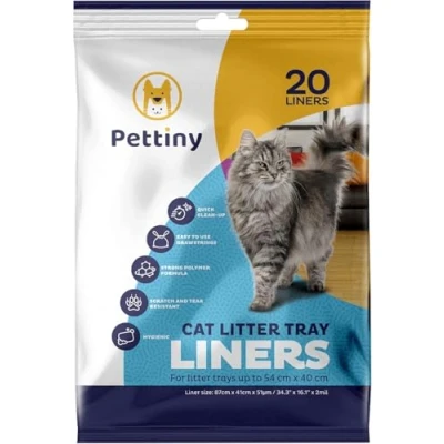 Abbildung von Pettiny 20 Katzentoilettenbeutel mit Zugbändern Kratzfeste Tüten für mittel und groß Katzenklo