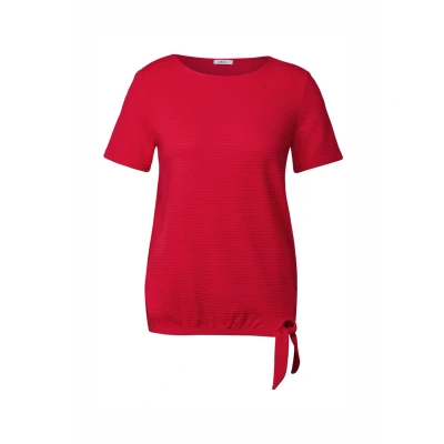 Abbildung von Cecil Struktur MIT Knoten Tshirt print, Damen, Größe: Small, Rot