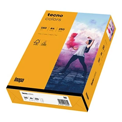 Abbildung von inapa farbiges Druckerpapier, buntes Papier tecno Colors: 160 g/m², A4, 250 Blatt, mittelorange