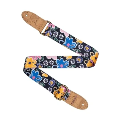 Abbildung von CASCHA Ukulele Gurt, vegan Floral Sketch Verstellbarer und komfortabler Ukulelengurt aus umweltfreundlichen Materialien, langlebig stylisch, passt zu allen Ukulelen, ideal für alle Spieler