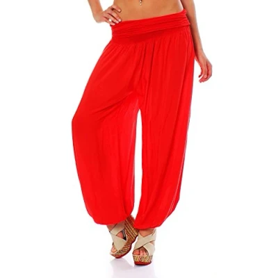 Abbildung von Malito Damen Haremshose Pumphose aus Baumwolle leichte Sommer Stoffhose Pluderhose zum Tanzen &amp; Chillen dünne Aladinhose 1482 (Dunkelblau)