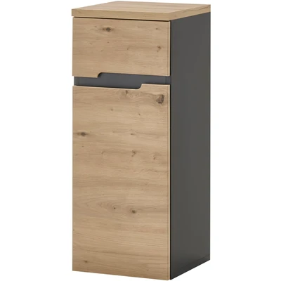 Abbildung von MEMPHIS Badezimmer Kommode schwebend in Artisan Eiche Optik, Grau Badezimmerschrank Bad Schrank mit viel Stauraum 30 x 74 31 cm (B/H/T)