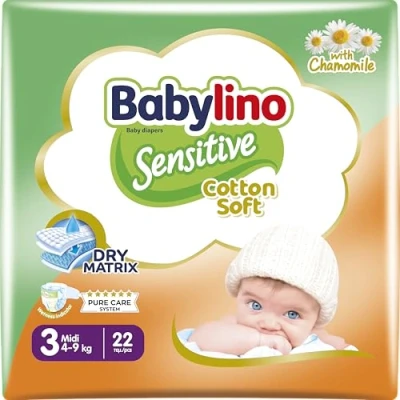 Abbildung von Babylino Sensitive Baby Windeln Größe 3, Midi (4 9Kg), 22 Stück