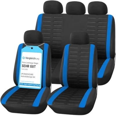 Abbildung von Upgrade4cars Autositzbezüge Set Universal Auto Schonbezüge für die Vordersitze &amp; Rückbank in Blau