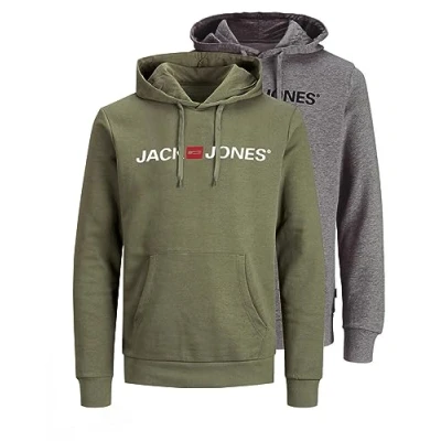 Abbildung von JACK &amp; JONES Herren JJECORP Old Logo Sweat Hood 2PK, Dusty Olive/DustyOlive+MediumG, S