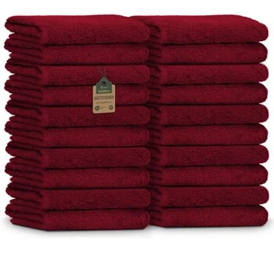 Abbildung von NatureMark 20er Spar Pack Frottier Gästetücher, 30 x 50 cm, 100% Baumwolle, Bordeaux rot
