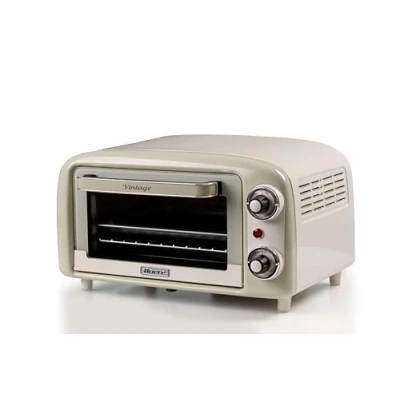Abbildung von Ariete 3919 Vintage Minibackofen, 10 L Fassungsvermögen, zum Backen oder Erwärmen von Speisen, Temperatur bis 230C, 60 Minuten Timer, Edelstahl Grill, 800W, Doppelverglasung, Beige