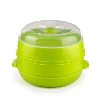 Abbildung von InnovaGoods DOPPEL DAMPFGARER FÜR MIKROWELLE, Polypropylen, Grün, 22 x 12/17 cm