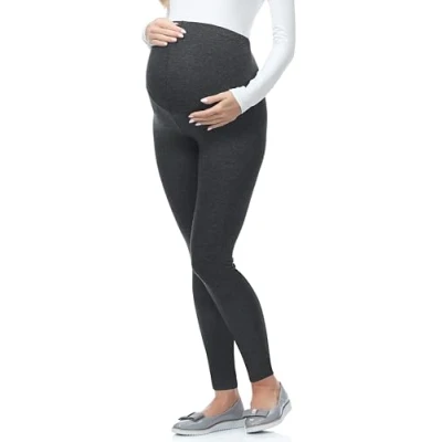 Abbildung von BE Mammy Lange Umstandsleggings aus Viskose Leggings Blickdicht Damen, Maternity Clothing, Ideal für die Schwangerschaft 02 (Dunkelmelange, XL)