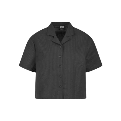 Abbildung von Urban Classics Damen Bluse Ladies Seersucker Shirt, Weite für Frauen, Kurzarm, erhältlich, Größen XS 5XL