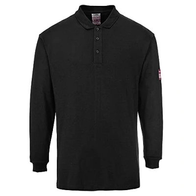 Abbildung von Portwest Flammhemmendes, antistatisches Langarm Poloshirt, Größe: L, Farbe: Schwarz, FR10BKRL