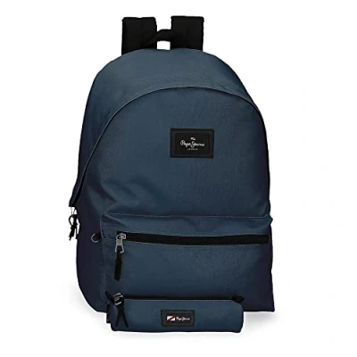 Abbildung von Pepe Jeans Aris Laptop Rucksack 15,6&quot; + Schul Bleistiftmappe Blau 31x44x17,5 cms Polyester 0 23.87L