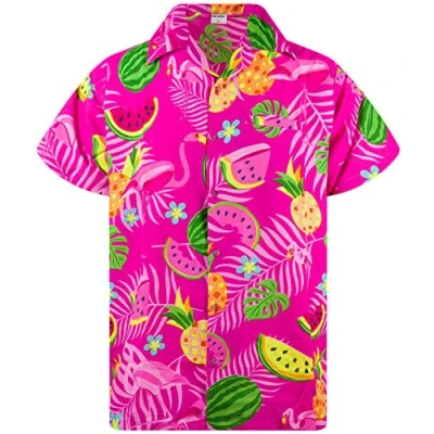 Abbildung von King Kameha Funky Hawaii Hemd, Herren, Kurzarm, Flamingo Melon, Pink, XXL