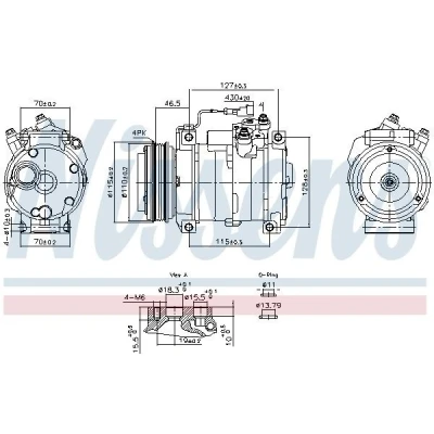 Abbildung von NISSENS 891005 Kompressor 10S17C 12V PAG 46 YF R134a, R1234yf mit Kompressoröl, Magnetkupplung, Diode