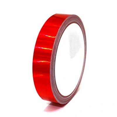 Abbildung von (0,79/m) 10 Meter Hologramm Zierstreifen Basteln Möbel Auto Motorrad Modellbau Deko Dekorstreifen Klebestreifen selbstklebend DIY (Hologramm Rot, 10mm Breite)