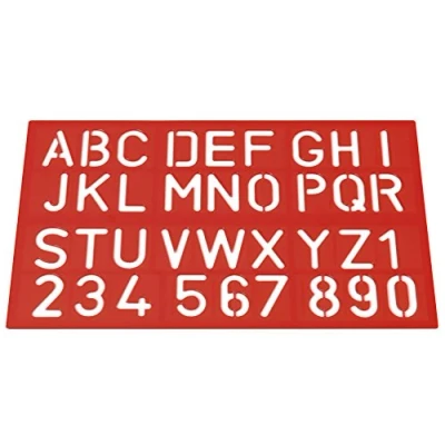 Abbildung von Westcott E 10600 00 Schriftschablone, Buchstaben und Zahlen, 40 mm 3 Farben Sortiert