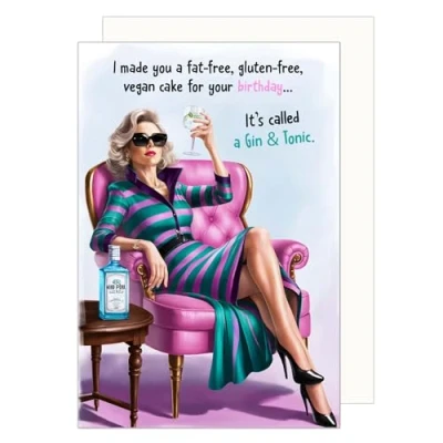 Abbildung von Edition Seidel Premium Geburtstagskarte mit Umschlag. Glückwunschkarte Grußkarte Karte Spruch Billet Geburtstag Happy Birthday Mann Frau Gin &amp; Tonic lustig Humor (G3585 SW024)