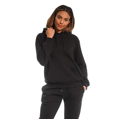Abbildung von Light &amp; Shade LSLSWT005 Super Soft Touch Loungewear Kapuzen Sweatshirt Oberteil für Damen, Schwarz, XS