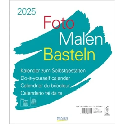 Abbildung von Foto Malen Basteln Bastelkalender weiß groß 2025: Fotokalender zum Selbstgestalten. Do it yourself Kalender mit festem Fotokarton. Format: 30 x 35 cm