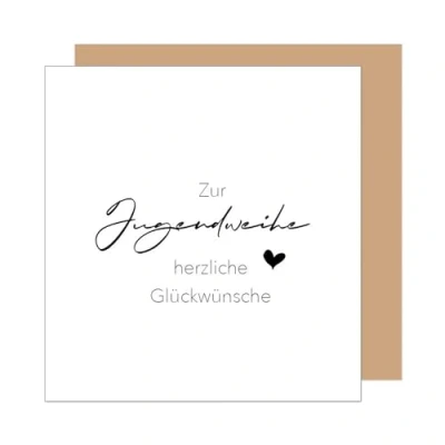 Abbildung von Edition Seidel Premium quadratische Glückwunschkarte zur Jugendweihe mit Umschlag. Jugendweihekarte Karte Grußkarte Junge Mädchen Jugendliche Herz (JWQ104 SW025)