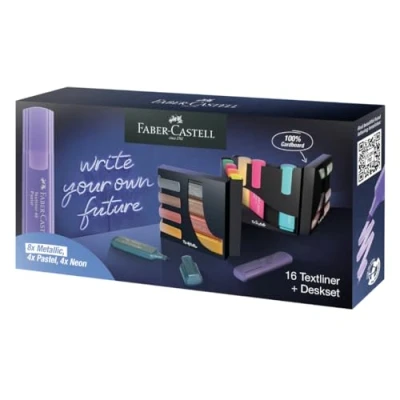 Abbildung von Faber Castell 254603 Textmarker Set 16 teilig, Tischset mit Neon , Pastell und Metallicfarben