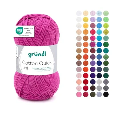 Abbildung von Gründl Wolle Cotton Quick uni Garn zum Stricken &amp; Häkeln aus 100 % Baumwolle, 1 Knäuel 50 g / 125 m, Häkelgarn/ Strickgarn , Orchidee