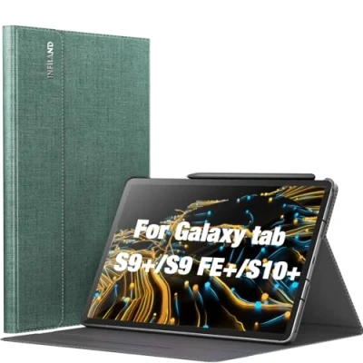Abbildung von INFILAND Hülle für Samsung Galaxy Tab S10+ Plus / S9 FE+ S9+ (12,4 Zoll 2024/2023), Multi Winkel Ständer Dünn Schutzhülle mit Stifthalter, Auto Schlaf/Wach, Minzgrün