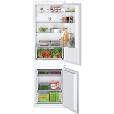 Abbildung von Bosch KIV86NSE0 Serie 2 Einbau Kühl Gefrier Kombination, 177,5 x 56 cm Nische, 183 L Kühlen + 84 Gefrieren, umweltfreundliche Luftzirkulation, gleichmäßige Ausleuchtung
