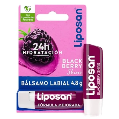 Abbildung von Liposan Blackberry Shine (1 x 4,8 g), Himbeer Lippenbalsam, farbiger feuchtigkeitsspendender Lippenbalsam für schöne, weiche und saftige Lippen