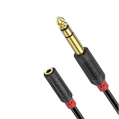 Abbildung von J&amp;D 3.5mm Klinke auf 6.35mm Adapter, Stereo Audio Klinken Adapter Kabel 6.3 3.5 Klinkenstecker 24K Vergoldete für Verstärker, Kopfhörer, Lautsprecher 2,7m