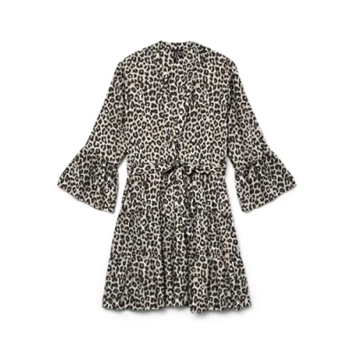 Abbildung von Vero Moda Tunikakleid »VMMELBA 3/4 SHORT BELT DRESS WVN GA NOOS«, mit Volant und Taillen Bindegürtel