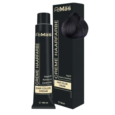 Abbildung von FemMas Haarfarbe Mittelbraun Asch 4.1 I Professionelle Creme mit Arganöl, Keratin &amp; Ceramiden Als dauerhafte Haarfärbung oder Tönung für strahlende, haltbare Farbergebnisse 100 ml