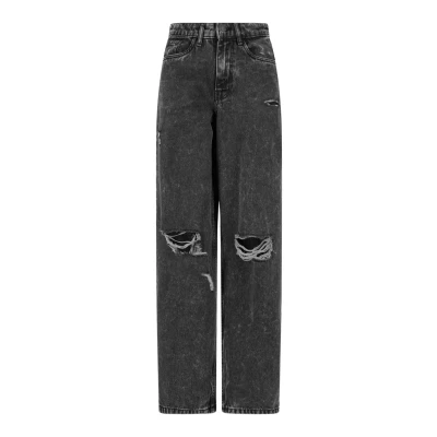 Abbildung von Urban Classics Damen TB6155 Ladies Distressed 90&#039;s Wide Leg Denim Pants Hose, Black Charcoal Washed, 31