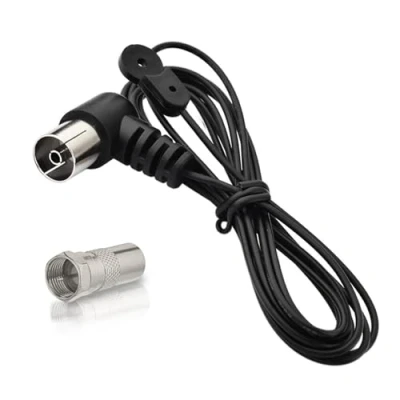 Abbildung von BINGFU FM UKW Radio Antenne Wurfantenne 75 Ohm Koax Kupplung Dipolantenne Zimmerantenne und Stecker auf F Adapter für Hifi AM/FM Yamaha Oenon Bose Sherwood Marantz