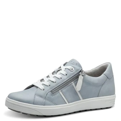 Abbildung von Jana Damen Sneaker flach zum Schnüren mit Reißverschluss, Blau (Sky), 37 EU