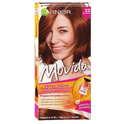 Abbildung von Garnier Tönung, Pflege Creme, Intensiv Tönung Haarfarbe, für leuchtende Farben, auch graues Haar, ohne Ammoniak, Movida, 22 Rotkupfer, 3er Pack