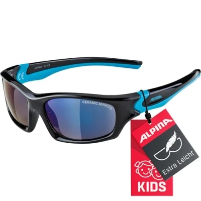 Abbildung von ALPINA FLEXXY KIDS Verspiegelte und Bruchsichere Sonnenbrille Mit 100% UV Schutz Für Kinder, black cyan, One Size