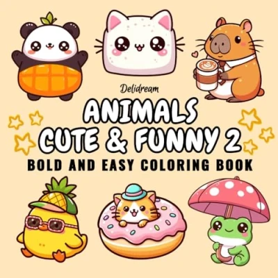 Abbildung von Animals Cute &amp; Funny 2: Bold and Easy Coloring Book for Kids Adults, 35 Relaxing Stress Relief Illustrations (Bold Books, Band 2)