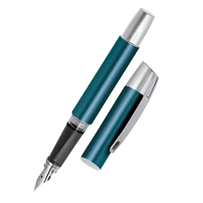 Abbildung von Online Füller Campus Petrol, Tinten für Rechtshänder, ergonomisches Griffstück, hochwertige Iridium Feder medium, Standard Tintenpatronen, inkl. Kombipatrone blau, Allergiker geeignet