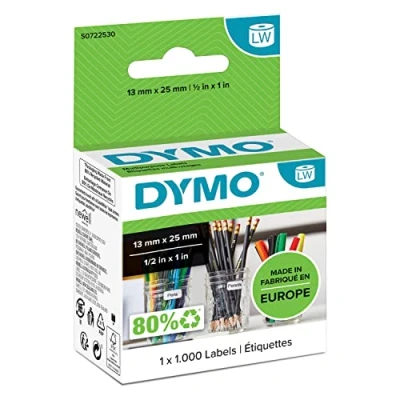 Abbildung von DYMO Original LabelWriter Mehrzwecketiketten (Klein) 13 mm x 25 Rolle mit 1.000 leicht ablösbaren Etiketten selbstklebend für Etikettendrucker und Beschriftungsgerät
