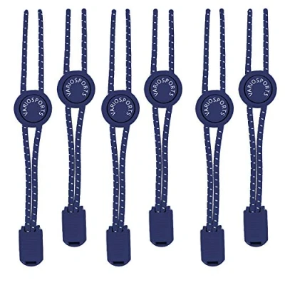 Abbildung von Elastische Schnürsenkel Flach oder mit Schnellverschluss 3xPack Variosports coole Sport praktische Alternative zu herkömmlichen runden Schuhbändern navy blau