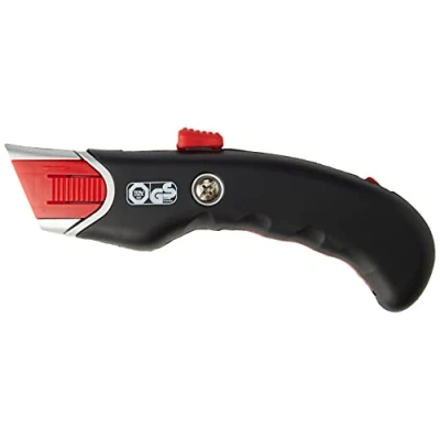 Abbildung von WEDO® 78815 Safety Cuttermesser Premium Teppichmesser mit automatischem Klingenrückzug Paketmesser gummierter Griffzone Profi Cutter 19 mm Klinge