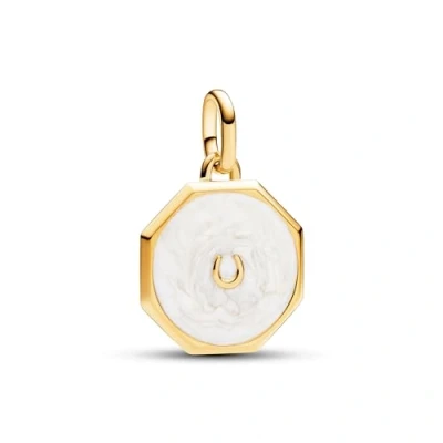 Abbildung von PANDORA Me Glückshufeisen Medaillon Charm aus Sterling Silber mit 14 Karat vergoldete Metalllegierung, Kompatibel und Moments Armbändern, 763047C01